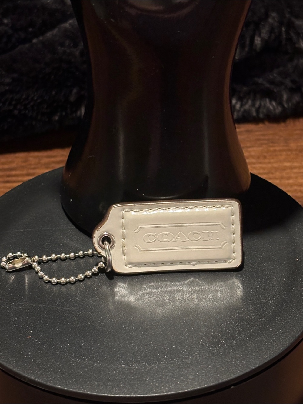 Coach Hang Tag White with Silver Chain